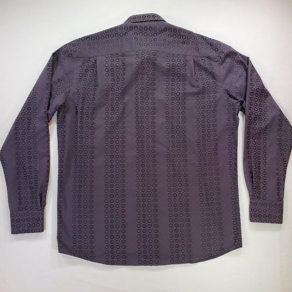 Visconti Black Shirt Mens XLT Sleek Geometric Hidden Button Down Designer Casual - Picture 12 of 16